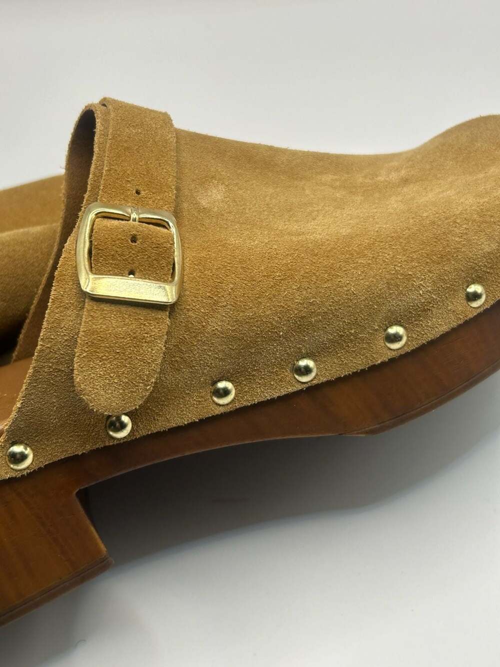 Avellini Camel Suede Studded Clog Mules Size 39 - Picture 7 of 7